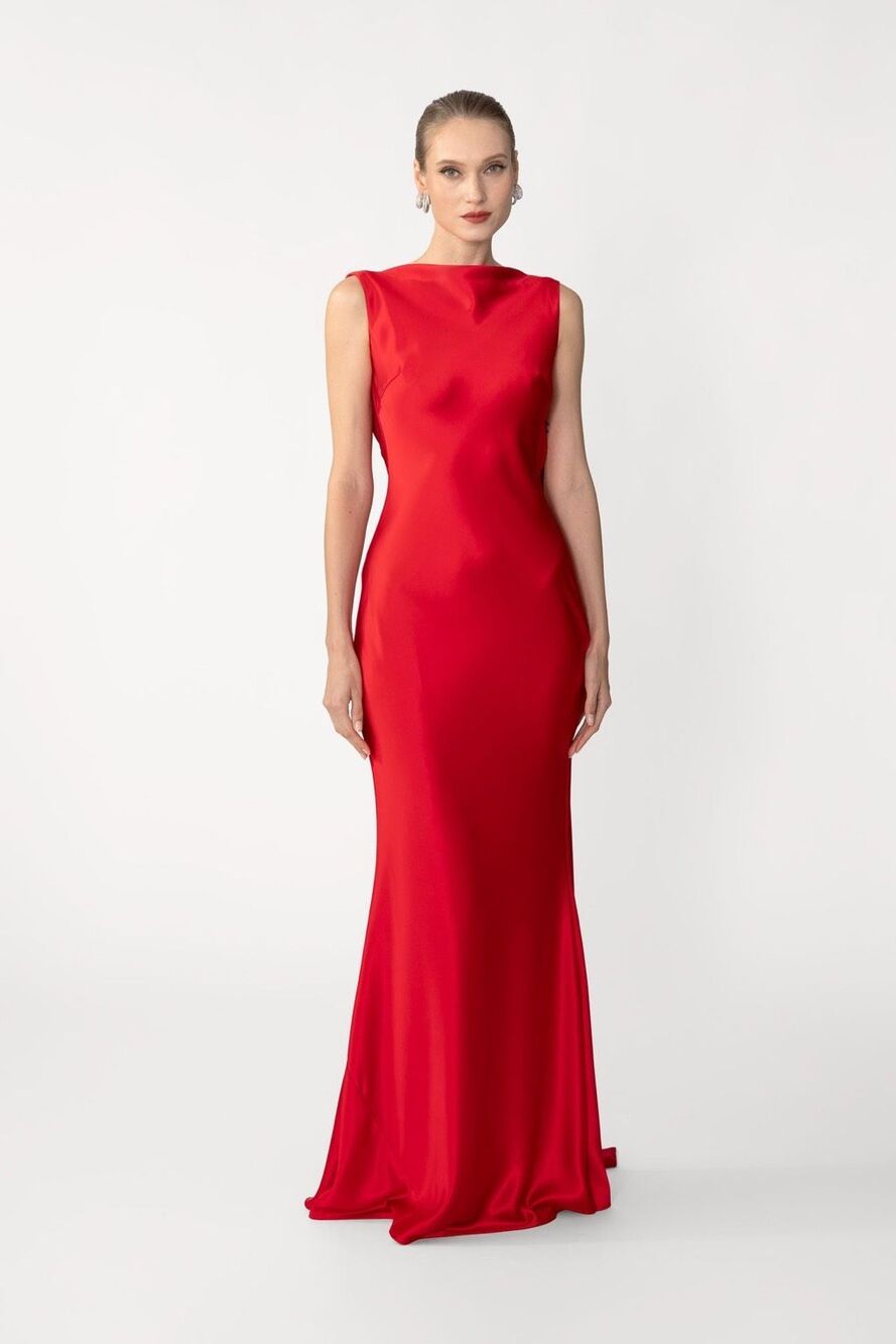 SAU LEE CALLIE SATIN GOWN IN RED SIZE US 2 $780